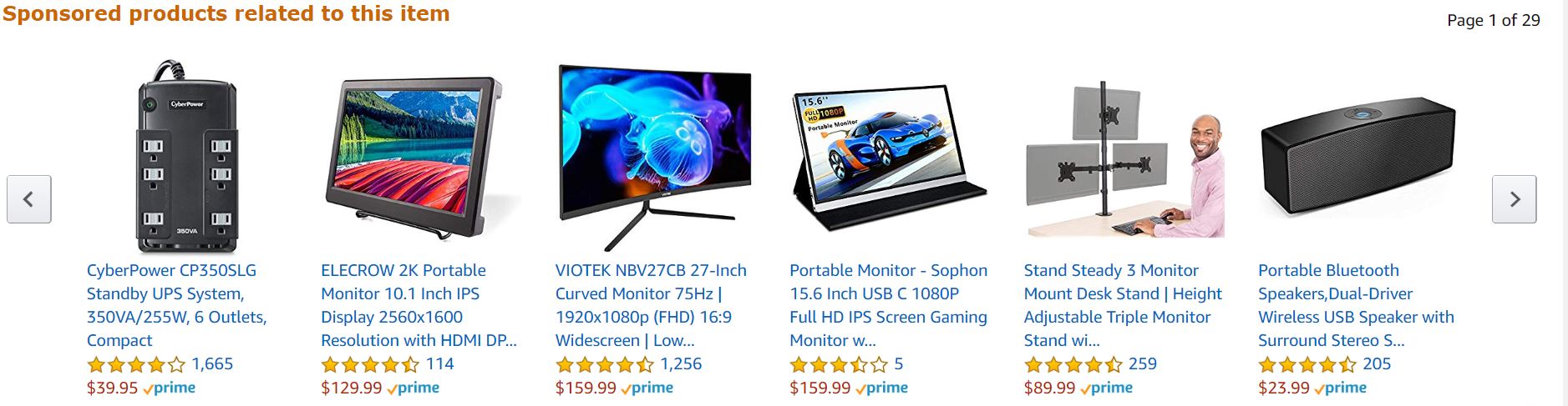 Amazon’s product recommendations: sponsored products related to the item