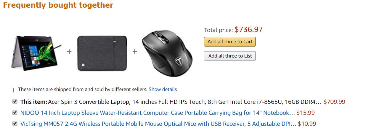 Amazon’s product recommendations: frequently bought together