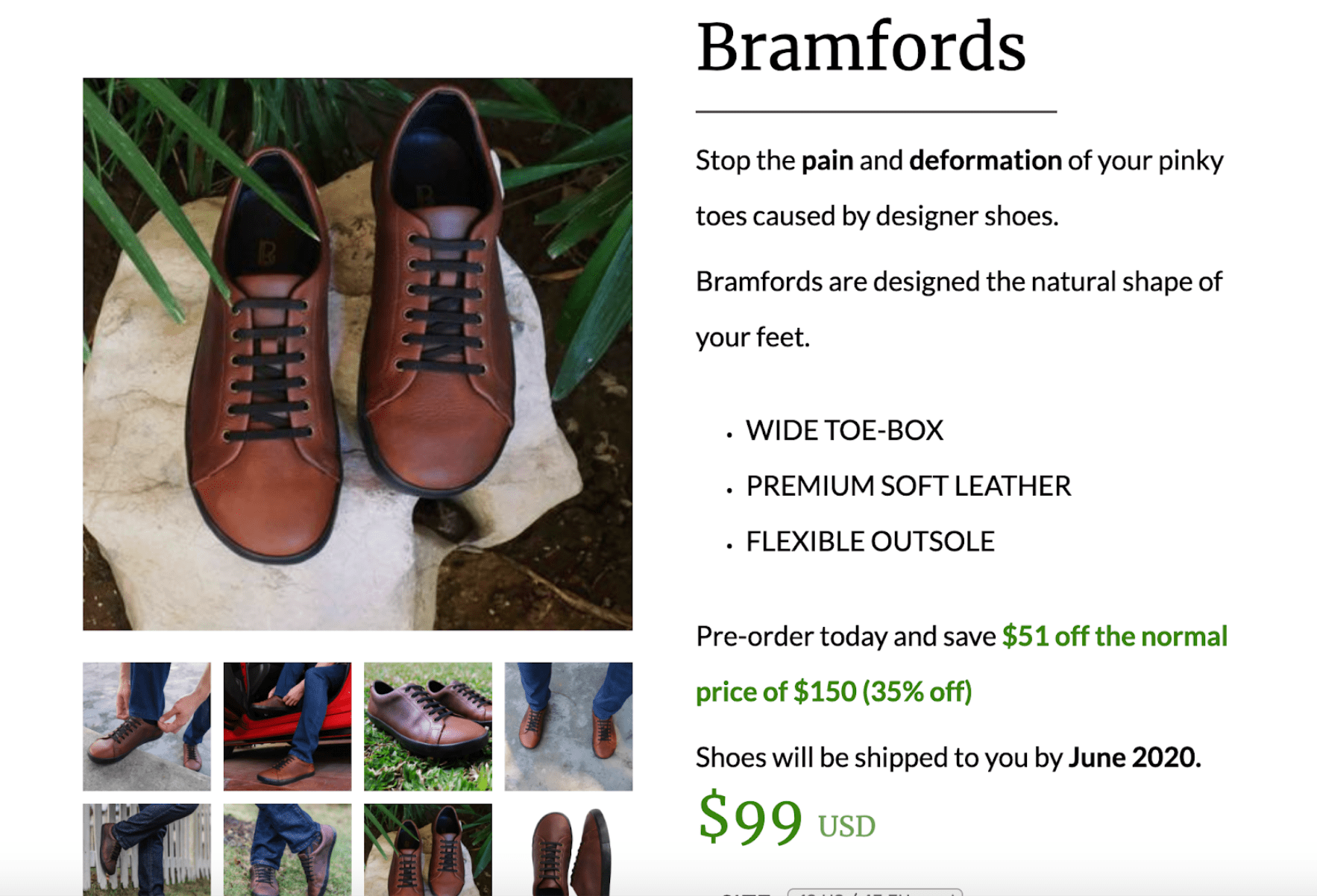 Birchbury visual attention to the discounted price of the shoe