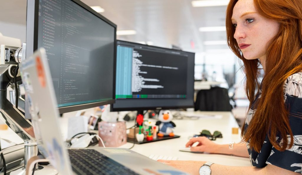 woman working on automation